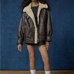 NWT UO Aviator faux fur leather jacket